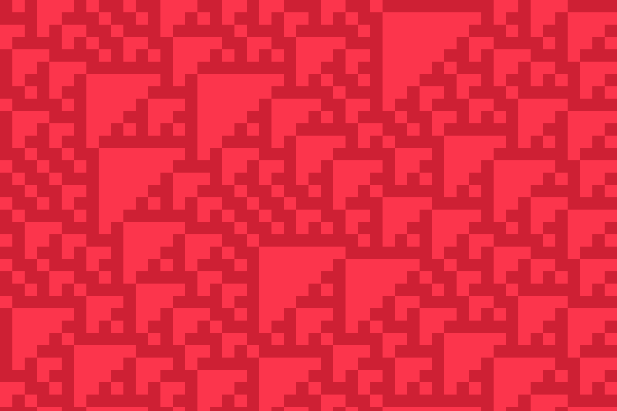 An example generative artwork consisting of alternating dark red blocks on red background.