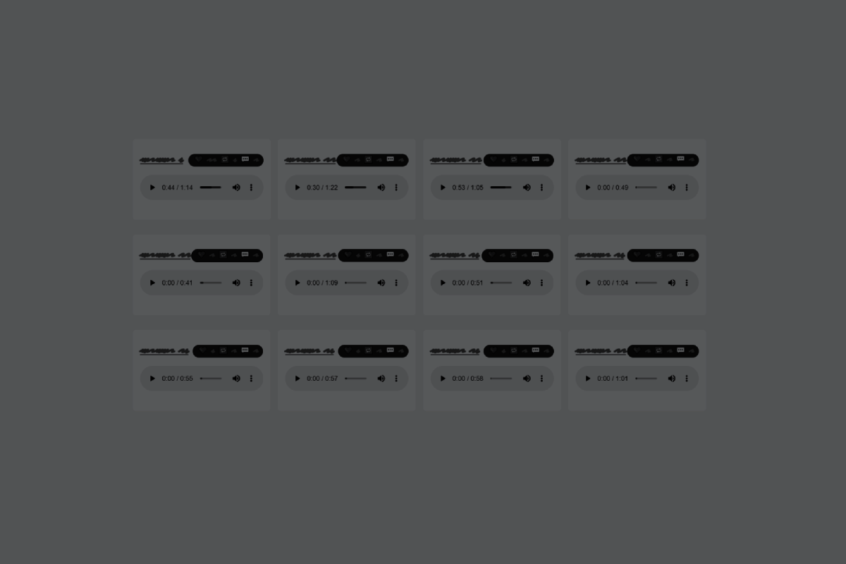 A tinted screenshot of a 4x3 grid of audio players showing various music loops I've made.