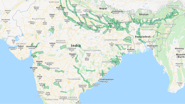 Map of India and Bangladesh