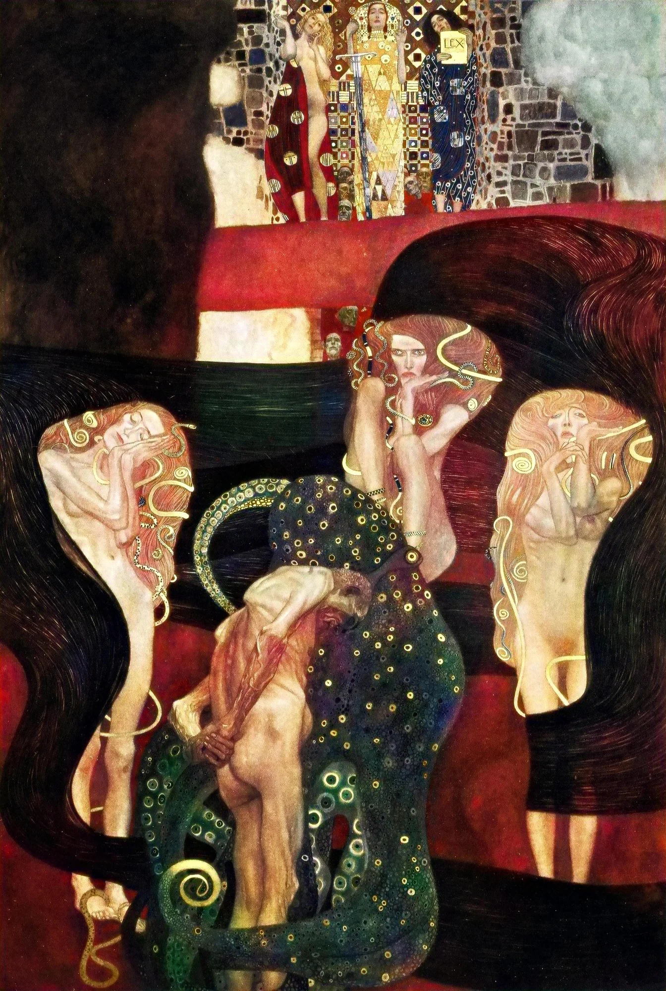 The recolored version of Klimt’s Faculty Painting “Jurisprudence”