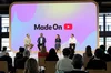 YouTube VP of Comms Chris Dale, Chief Executive Officer Neal Mohan, Chief Business Officer Mary Ellen Coe, and VP of Engineering Scott Silver on stage at Made On YouTube event