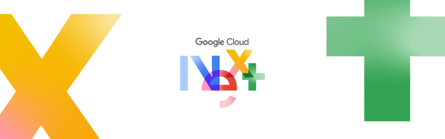 Yellow and green abstract shapes are in the background of the image with the words ‘Google Cloud Next’ in the center.