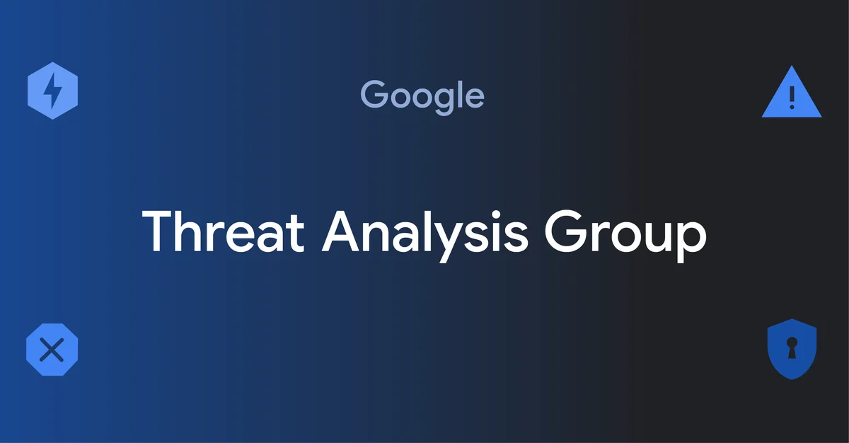 an illustrated blue box with the phrase "Threat Analysis Group" in white