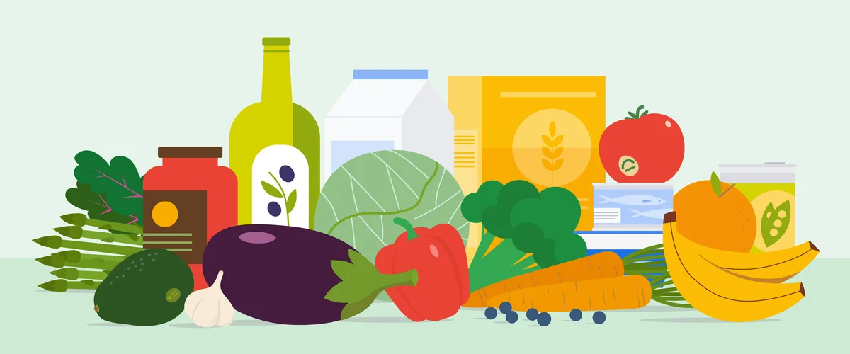 illustration of fruits and vegetables