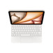 iPad Air com Magic Keyboard, branco, teclas brancas com letras a cinzento, teclas de seta dispostas em T invertido e trackpad integrado