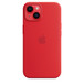 Silikonowe etui założone na iPhone’a 14 w kolorze czerwonym.