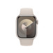 Pasek sportowy z widocznym Apple Watch z kopertą 41 mm i pokrętłem Digital Crown.