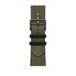 Bracelet Simple Tour Toile H Vert et Noir, montrant le cadran de l’Apple Watch et la Digital Crown.