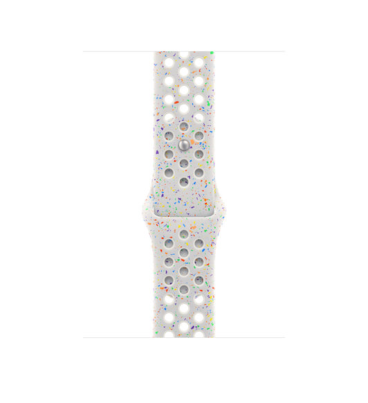 Cinturino Nike Sport platino (bianco), fluoroelastomero morbido con fori traspiranti e chiusura pin-and-tuck. 