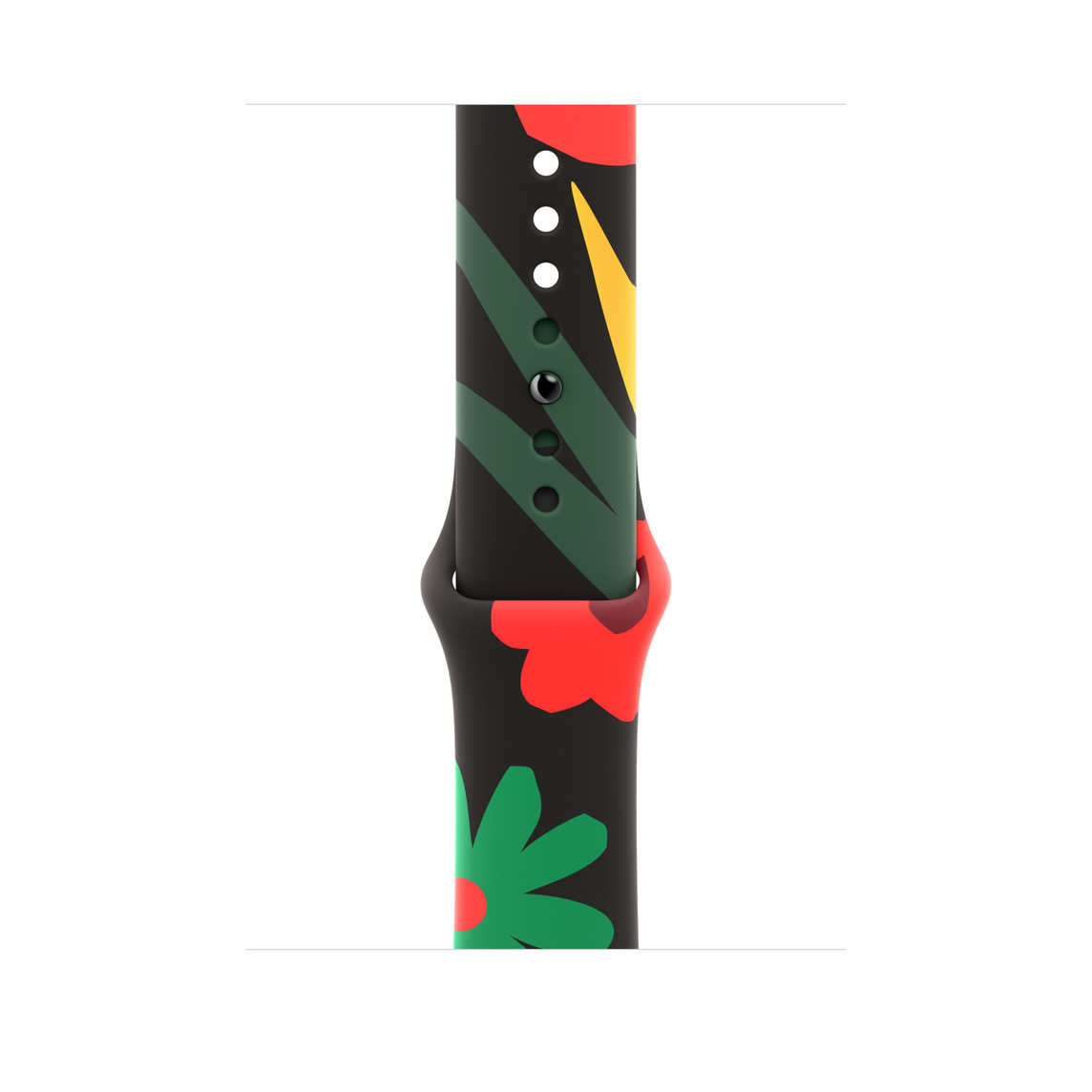 Black Unity Sportsrem i Blomstrende sammenhold, præget med illustrerede blomster i forskellige former og størrelser tegnet i en forenklet stil og i forskellige nuancer af rød, grøn og gul, stiftlukning.