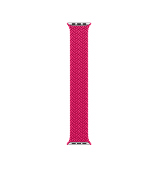 Flettet Solo Loop-rem i farven hindbær, vævede polyester- og silikonetråde uden lås eller spænde
