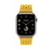 Jaune de Naples (yellow) Tricot Single Tour strap, showing Apple Watch face.