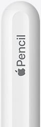 Második generációs Apple Pencil, melynek kupakjára az Apple Pencil nevet gravírozták, ahol az Apple szót az Apple-logó jelképezi