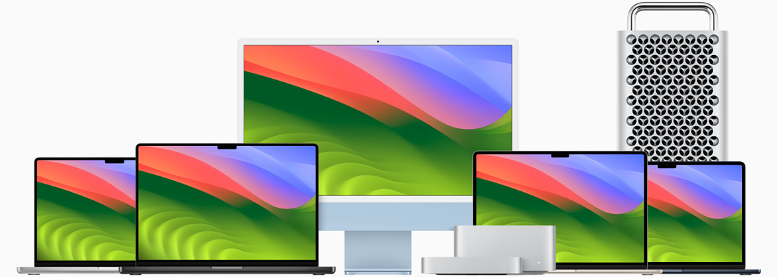 Mac-modeller, 14" MacBook Pro, 16" MacBook Pro, iMac, Mac mini, Mac Studio, 15" MacBook Air, 13" MacBook Air, Mac Pro