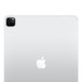 Achteraanzicht van de 12,9-inch iPad Pro met zilverkleurige afwerking, pro-camerasysteem in de linkerbovenhoek en het Apple logo in het midden