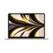 Opengeklapte MacBook Air, dunne rand, FaceTime HD-camera, uitstekende voetjes, afgeronde hoeken, kleur sterrenlicht