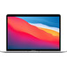 MacBook Air de 13,3 pulgadas abierto en plata que muestra el marco fino, la cámara FaceTime HD y las esquinas redondeadas