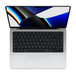 Un MacBook Pro aperto visto dall’alto, schermo, tastiera con tasti funzione di dimensioni standard e sensore Touch ID circolare, trackpad, color argento