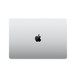 MacBook Pro, Gehäuseoberseite, geschlossen, rechteckige Form, gerundete Ecken, Apple Logo in der Mitte, Silber