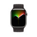 Imagem da frente da pulseira loop solo trançada, em que aparecem o mostrador do Apple Watch e a Digital Crown.