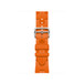 Bracelet Kilim simple tour orange, cuir souple et boucle en acier inoxydable noir.