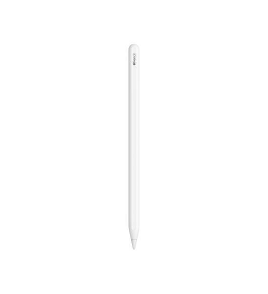 Apple Pencil (2ª geração) mostrando a borda plana que se fixa magneticamente para recarga e emparelhamento.