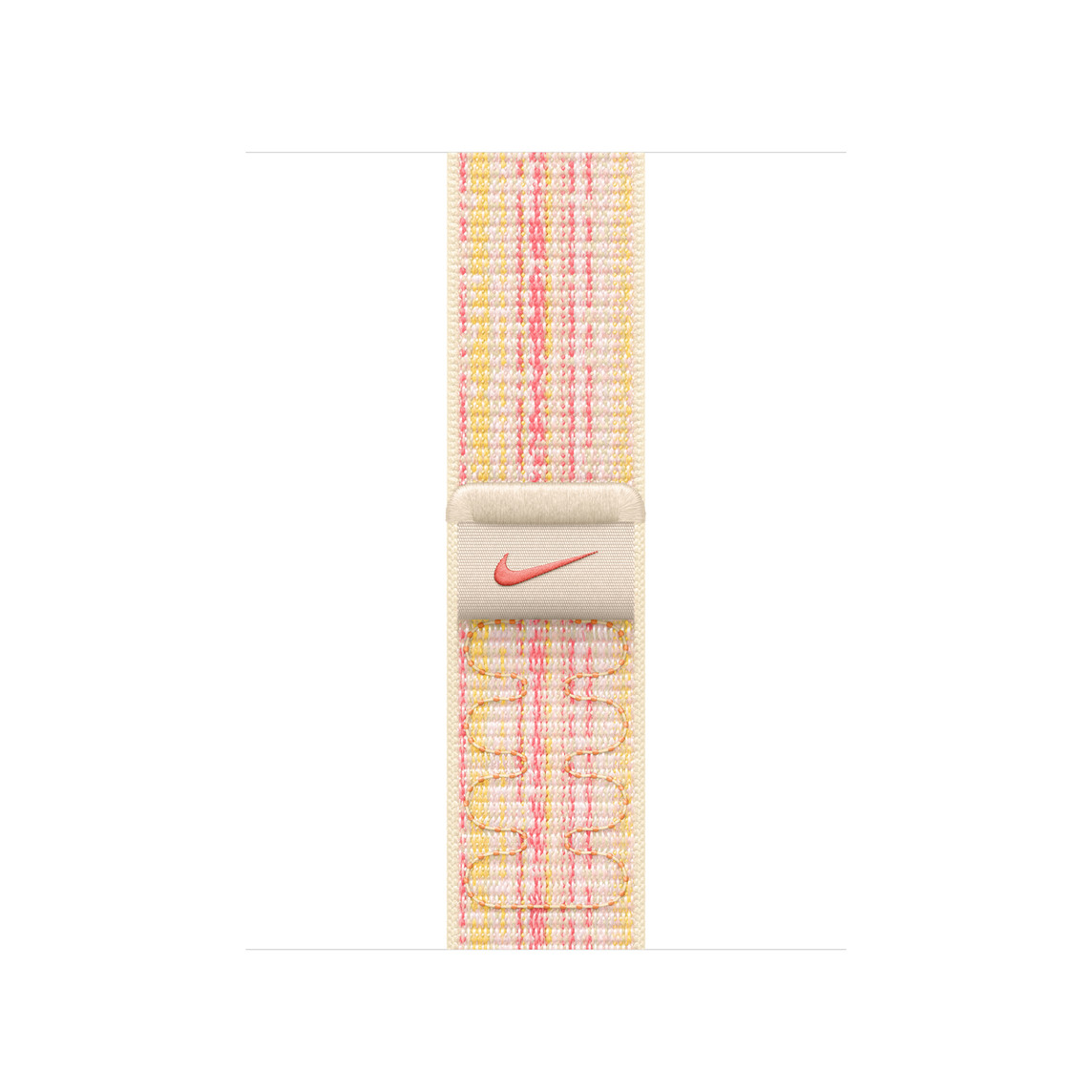 Correa loop deportiva blanco estelar/rosado hecha de nylon tejido con el Swoosh de Nike y cierre adhesivo ajustable