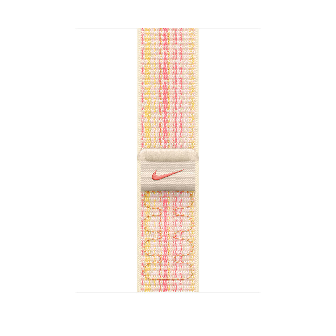 Correa loop deportiva blanco estelar/rosado hecha de nylon tejido con el Swoosh de Nike y cierre adhesivo ajustable