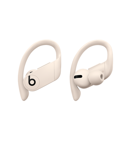 Los audífonos Powerbeats Pro in-ear inalámbricos de verdad color marfil, con ganchos ajustables y seguros, se pueden personalizar con distintas opciones de almohadillas para ofrecer una mayor comodidad.