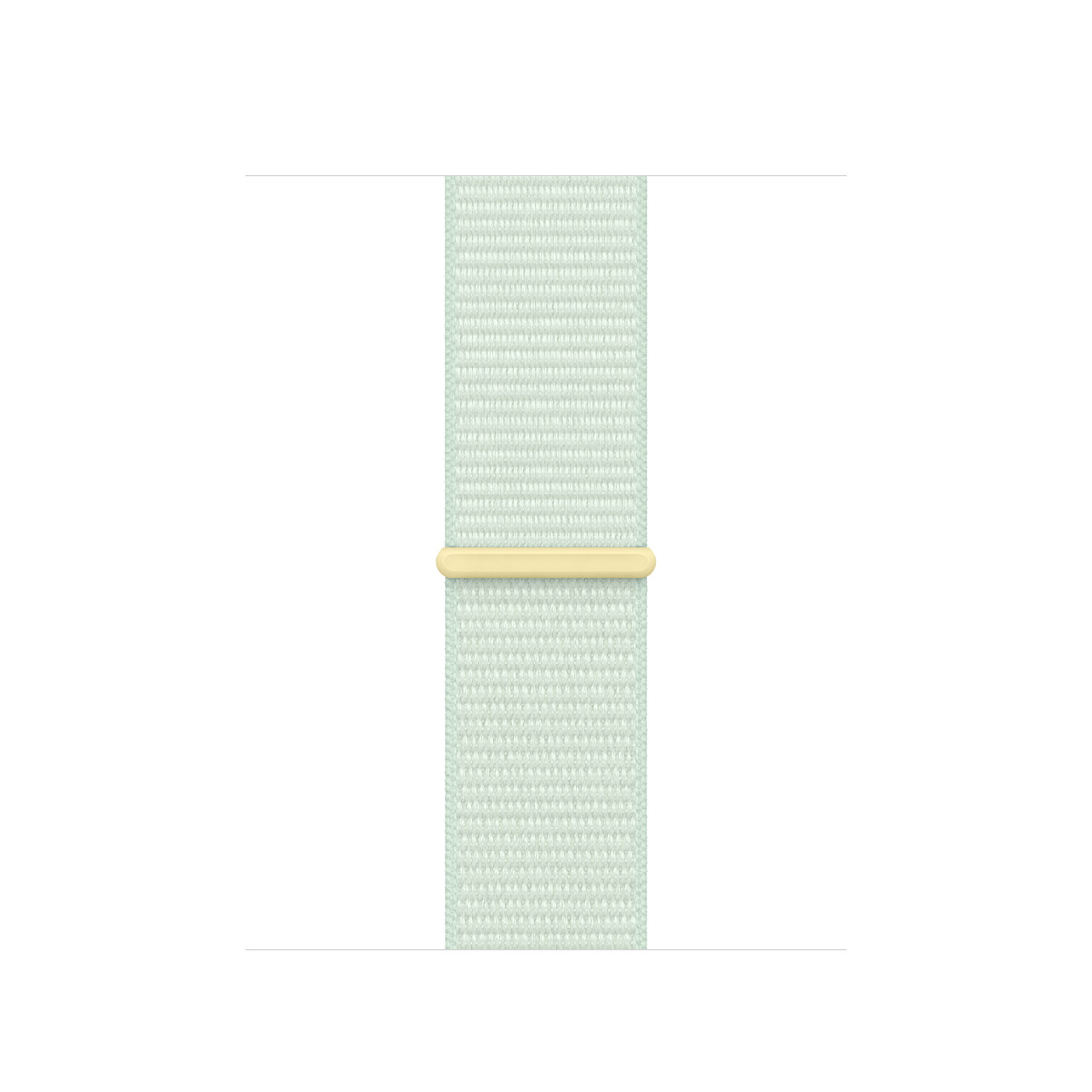 Imagen en ángulo de una correa loop deportiva color menta claro suave, ligera y transpirable con cierre adhesivo ajustable y tejido de nylon de doble capa