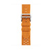 Orange Tricot Single Tour strap, woven textile with silver stainless steel buckle.