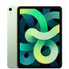 iPad Air, back exterior, single lens camera, green finish, front exterior, all screen design, black display bezel