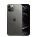 iPhone 12 graphite, système à deux caméras avec flash True Tone, logo Apple centré, écran intégral sur l’avant