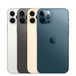 iPhone 12 Pro devices, silver, black, gold, blue, Pro camera system with True Tone flash, lidar, microphone, centred Apple logo
