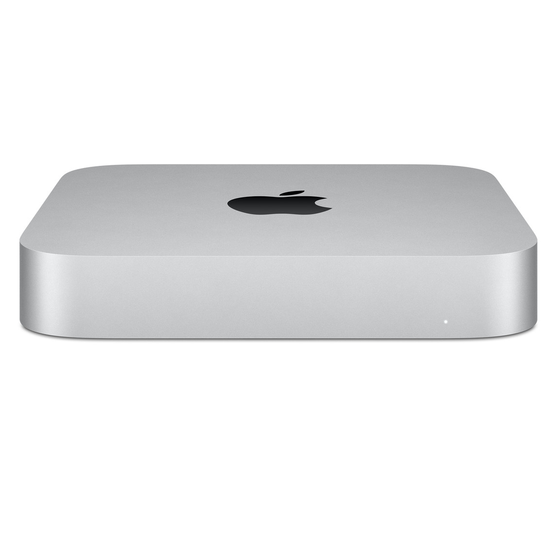 Mac mini showing Apple logo on top.