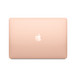 Top exterior, closed, rectangular shape, rounded corners, Apple logo centered, gold