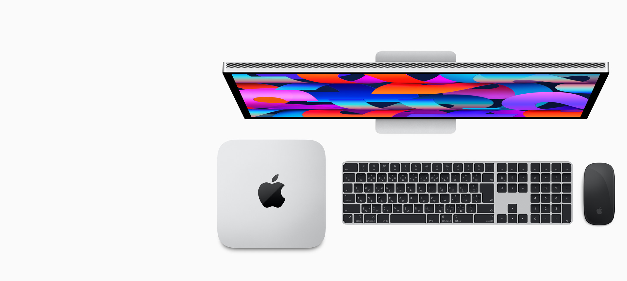 Studio Display、Mac Studio、Touch ID搭載Magic Keyboard（テンキー付き）、Magic Mouse