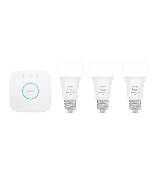 Add ambient color as well as precisely controlled white light to any room with the Philips Hue White and Color Ambience Starter Kit.