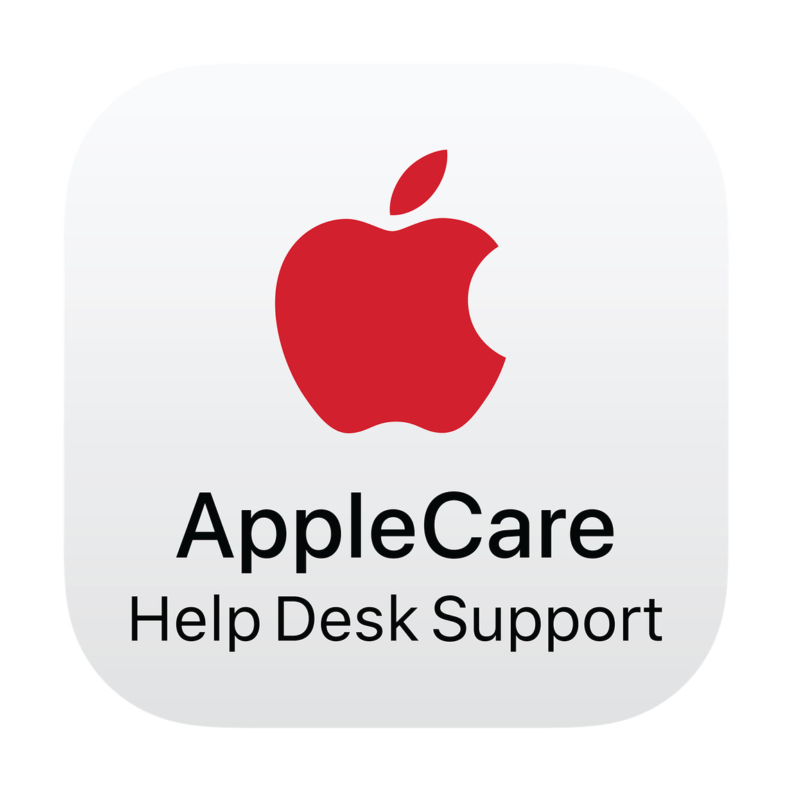 紅色 Apple 標誌，印有 AppleCare Help Desk Support 字樣