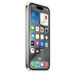 iPhone 15 Pro MagSafe 透明保護殼的正面斜側圖，展示動作按鈕、音量按鈕和開啟的螢幕，保護殼包覆 iPhone 整個側面。