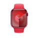 Apple Watch의 45mm 케이스 및 Digital Crown을 보여주는 (PRODUCT)Red 스포츠 밴드.