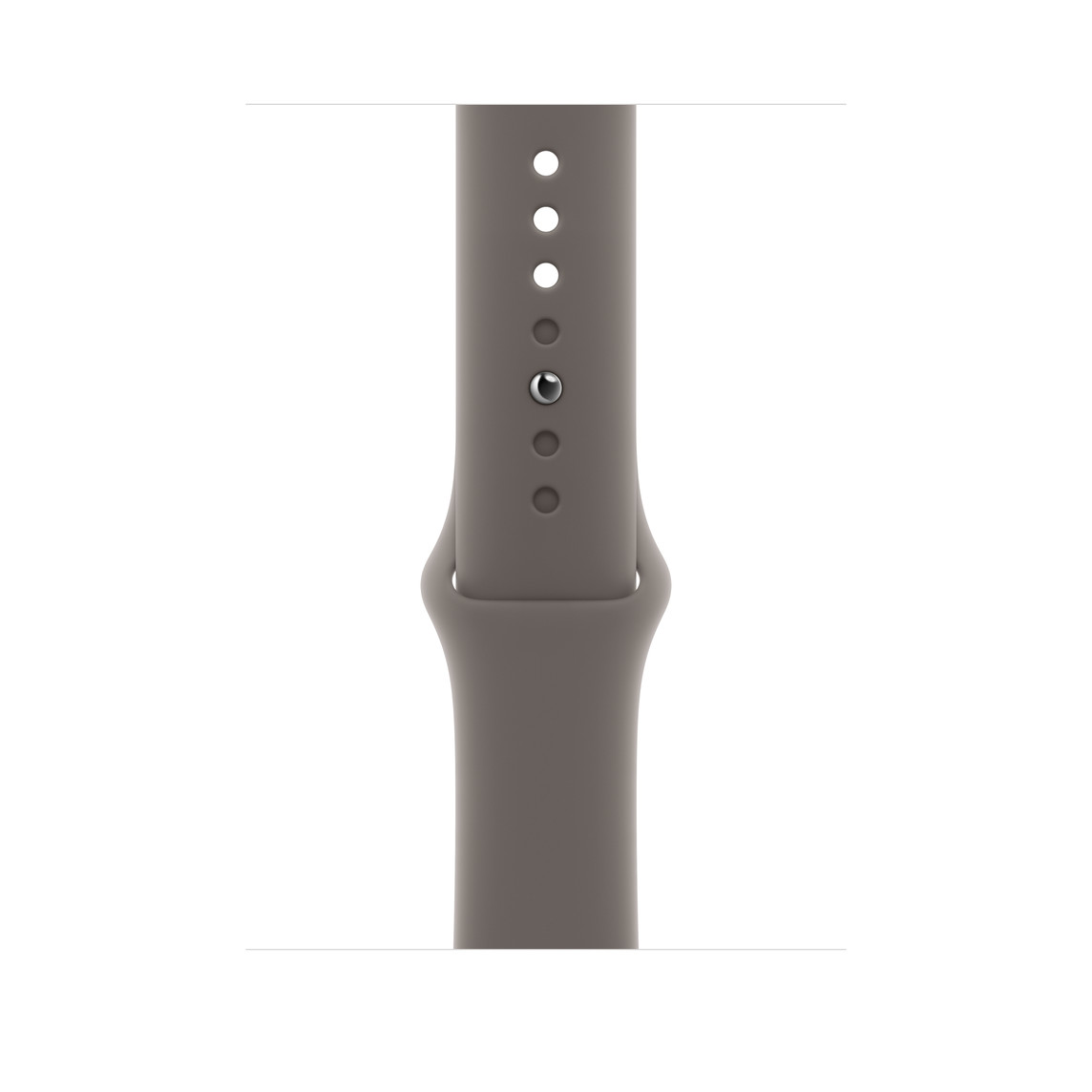 陶土色 (棕色) 运动型表带，展示顺滑的氟橡胶材质和按扣加收拢式表扣。