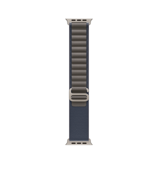 藍色登峰手環錶帶，雙層織製物料上設有扣環及鈦金屬 G 形錶扣