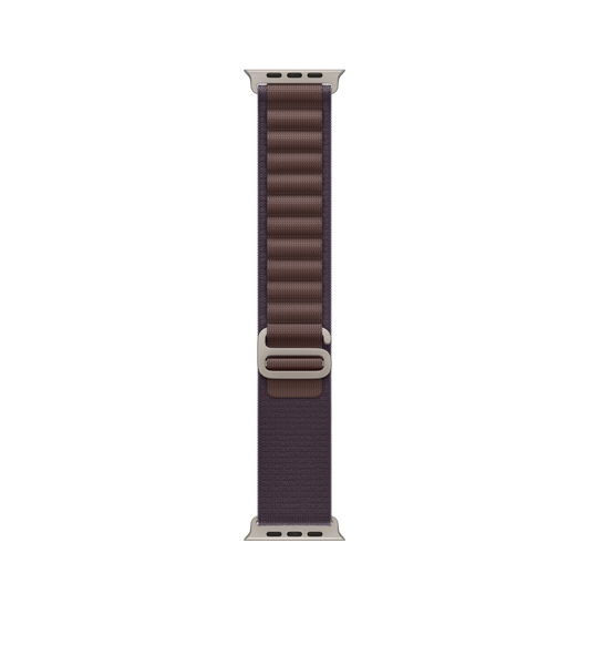 靛藍色登峰手環錶帶，雙層織製物料上設有扣環及鈦金屬 G 形錶扣