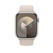 星光色單圈錶環的正面，展示 Apple Watch 錶面與數位錶冠。