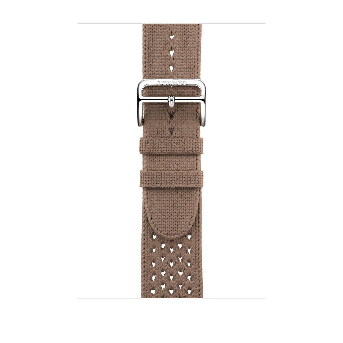 Beige de Weimar 威瑪獵犬米色 (棕色) Tricot Single Tour 錶帶，採用織製布料，配以銀色不鏽鋼錶扣。