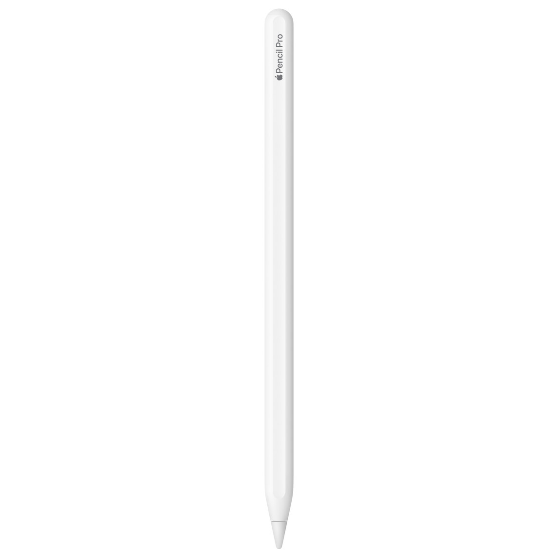 圖片展示白色 Apple Pencil Pro，上面鐫刻 Apple Pencil Pro 字樣，Apple 一字以 Apple 標誌表示。