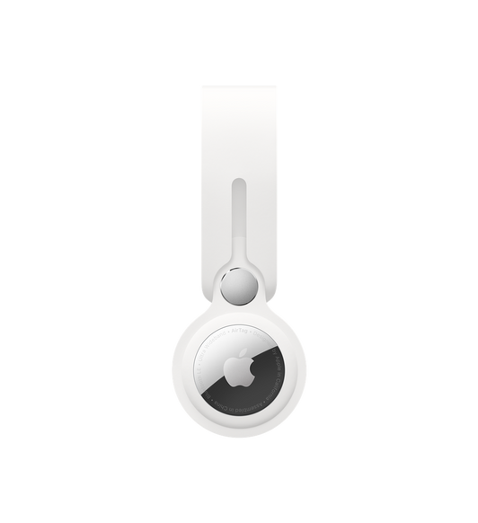 白色 AirTag 掛環，輕巧而耐用的掛環由聚氨酯製成，能夠把你的 AirTag 牢牢緊扣在你的物品上。 