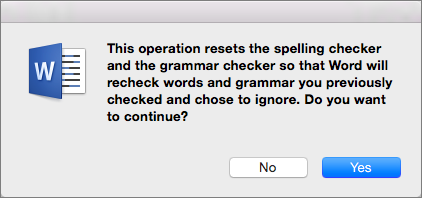 Cause Word to check for spelling and grammar that you told Word to ignore earlier by clicking Yes.