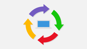 Illustration of 4 arrows circling a laptop